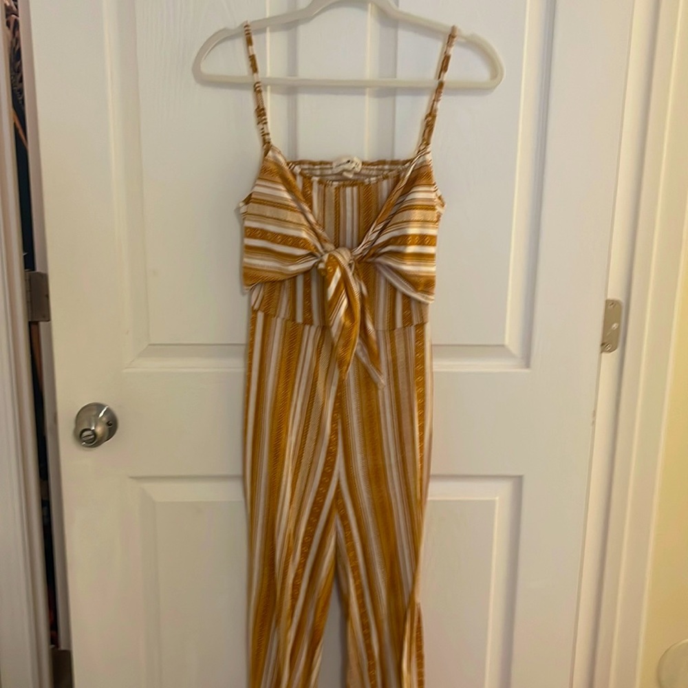 Women Summery Brown and White Jumpsuit